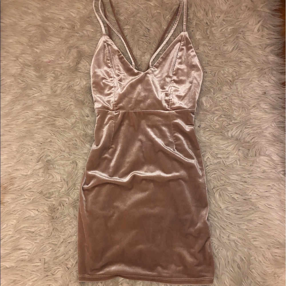 Blush Velvet Strappy Dress